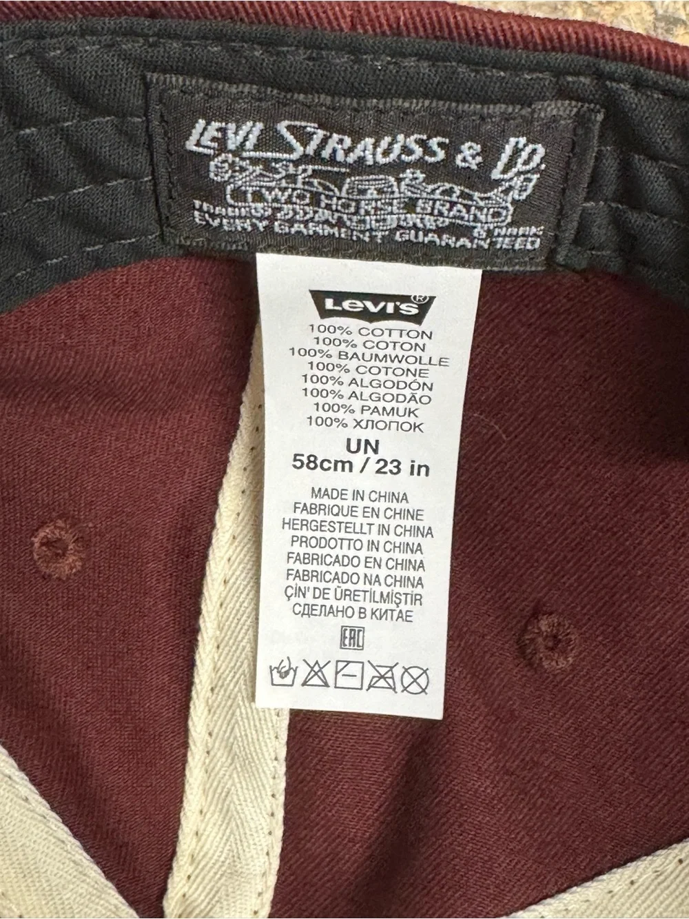 Kids Levi's Burgundy Baseball Cap with Red Logo (58cm/23in)